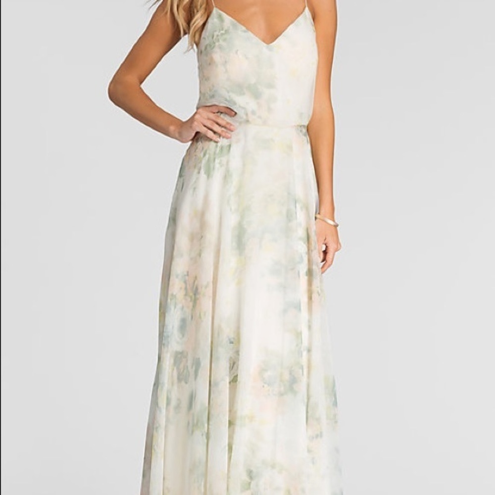 Jenny Yoo Inesse Ivory Sage Printed Floral dress